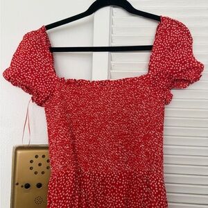 Reformation Inka Dress -  Floral Smocked Puff Sleeve midi Dress